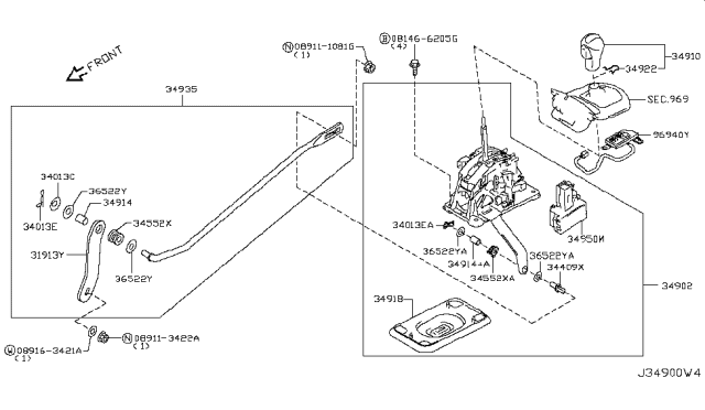 2012 Infiniti G25 Auto Transmission Control Device Diagram 4