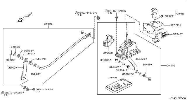 2012 Infiniti G37 Auto Transmission Control Device Diagram 2