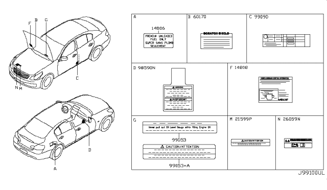 2012 Infiniti G25 LABL UNLEADED Fuel Diagram for 14806-ZE90A