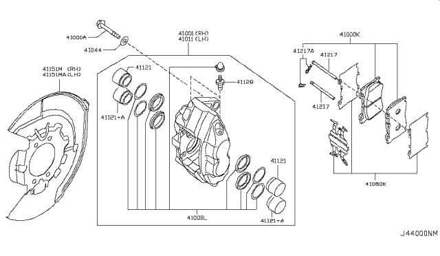 2011 Infiniti G25 Splash Shield Diagram for 41161-JL30A