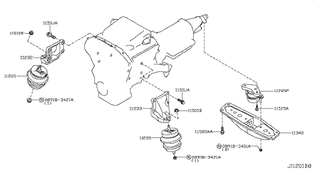 2011 Infiniti G25 Engine & Transmission     Mounting Diagram 2