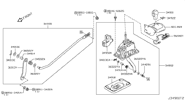 2012 Infiniti G25 Auto Transmission Control Device Diagram 1