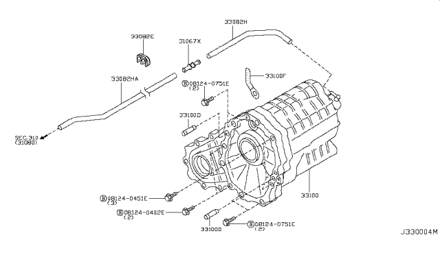 2008 Infiniti G37 Sedan Transfer Assembly & Fitting Diagram 1