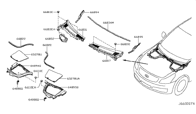 2012 Infiniti G25 Cowl Top & Fitting Diagram 2