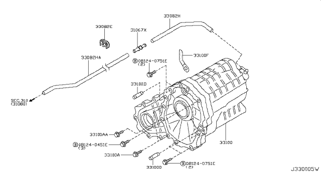 2009 Infiniti G37 Transfer Assembly & Fitting Diagram 1