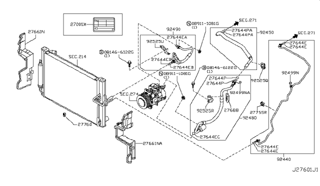 2011 Infiniti G37 Condenser,Liquid Tank & Piping Diagram 2