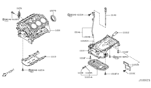 2008 Infiniti G37 Cylinder Block & Oil Pan Diagram 4