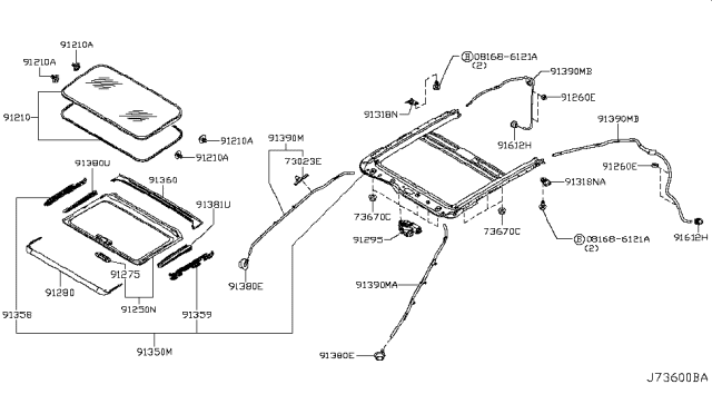 2013 Infiniti G37 Sun Roof Parts Diagram 2