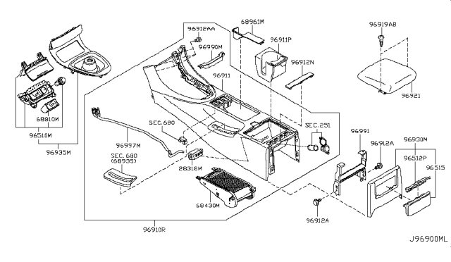2008 Infiniti G37 Sedan Console Box Diagram 4