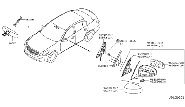 2008 Infiniti G37 Sedan Rear View Mirror Diagram 2