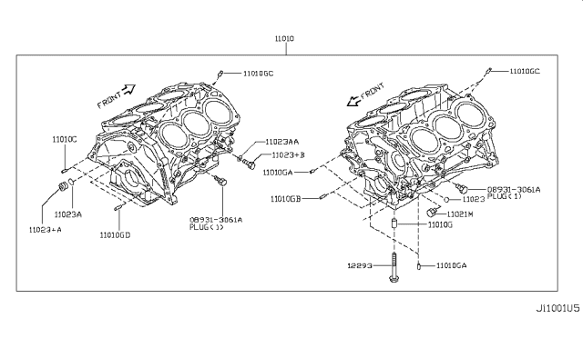 2010 Infiniti G37 Cylinder Block & Oil Pan Diagram 6