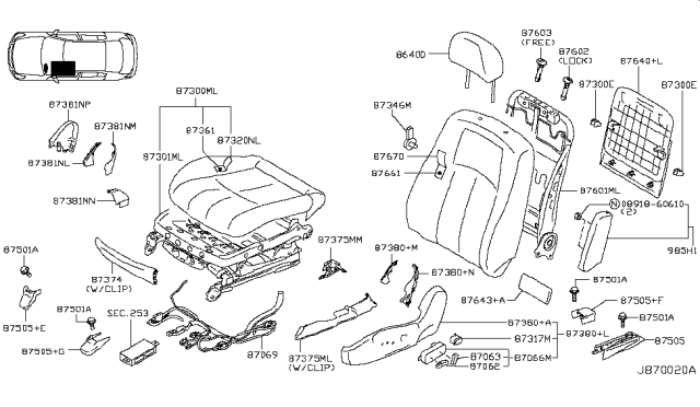 2008 Infiniti G35 Sedan Front Seat Diagram 1