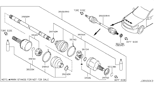 2010 Infiniti G37 Front Drive Shaft (FF) Diagram 2