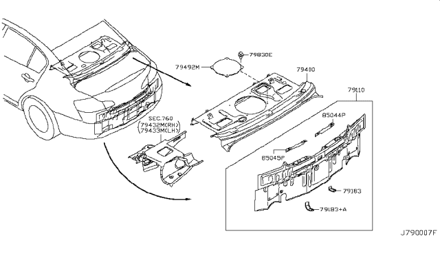 2013 Infiniti G37 Rear,Back Panel & Fitting Diagram