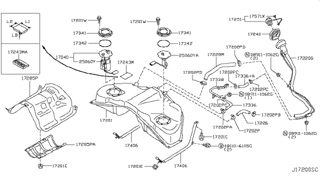 2007 Infiniti G35 In Tank Fuel Pump Diagram for 17040-JK600