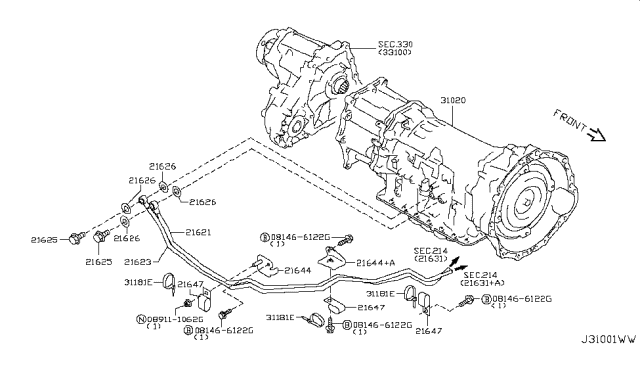 2011 Infiniti G25 Auto Transmission,Transaxle & Fitting Diagram 10