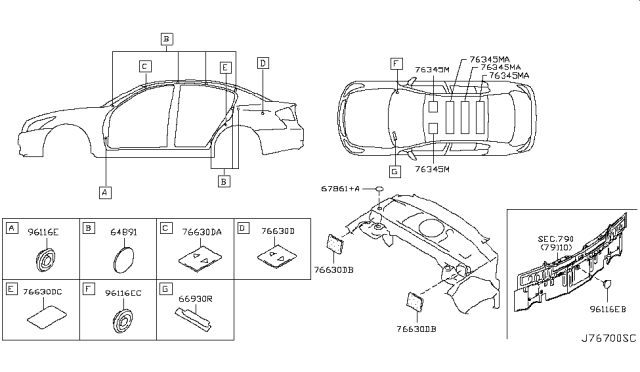 2008 Infiniti G35 Insulator Diagram for 76884-8H502