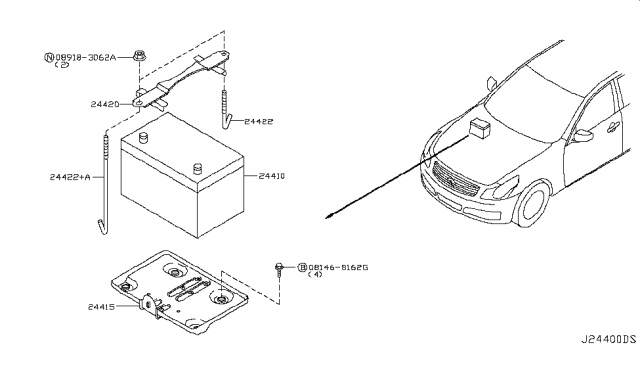 2012 Infiniti G37 Battery & Battery Mounting Diagram