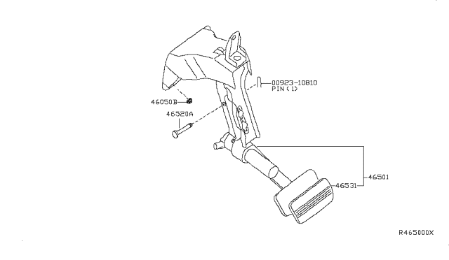 2006 Infiniti QX56 Pedal Assy-Brake W/Bracket Diagram for 46501-7S115