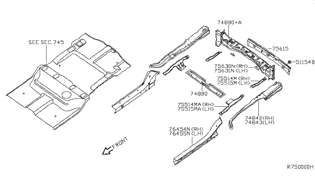 2006 Infiniti QX56 Member-Side,Rear LH Diagram for 75511-7S030