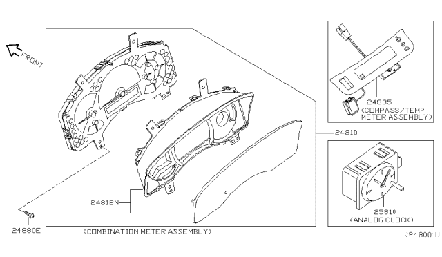 2007 Infiniti QX56 Temperature Meter Assembly Diagram for 24834-7S513