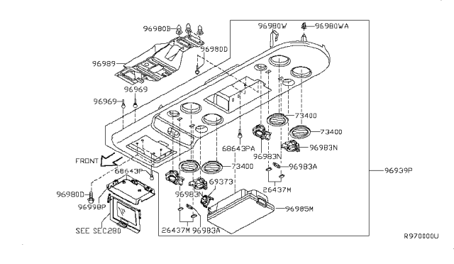 2008 Infiniti QX56 Mask Tapping Diagram for 96939-ZC03A