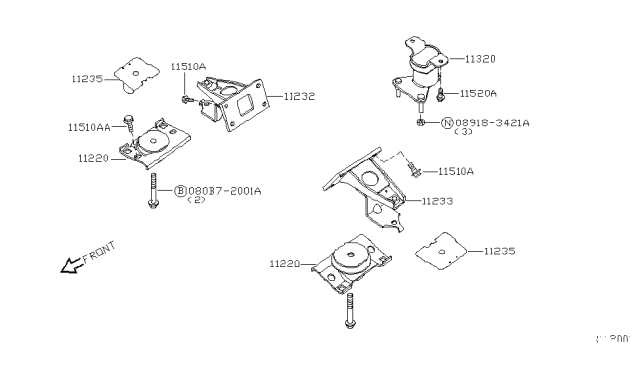 2004 Infiniti QX56 Engine & Transmission     Mounting Diagram 1