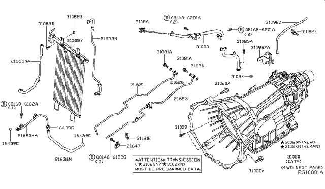 2010 Infiniti QX56 Cooler Assembly-Oil Diagram for 21606-9FD0A