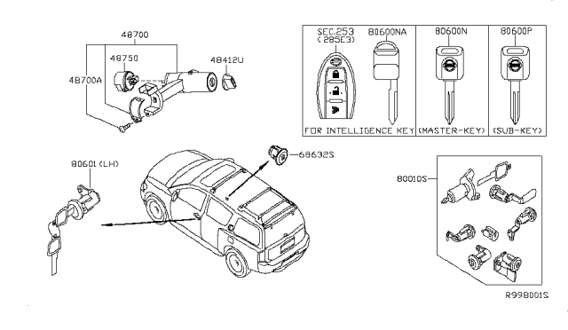 2007 Infiniti QX56 Switch-Ignition Diagram for 48750-8J000