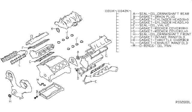 2007 Infiniti QX56 Gasket Kit - Valve REGRIND Diagram for 11042-7S025