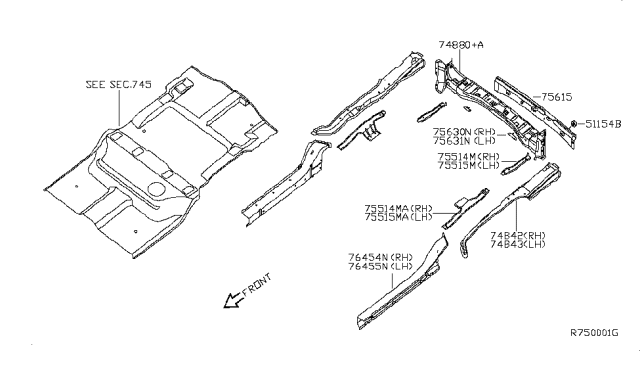 2008 Infiniti QX56 Member & Fitting Diagram 1