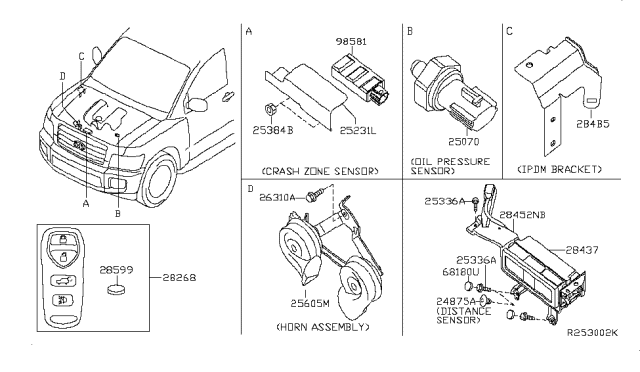 2006 Infiniti QX56 Horn Assembly Diagram for 25605-7S000