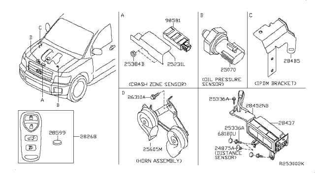 2007 Infiniti QX56 Sensor-Oil Pressure Diagram for 25070-CD000