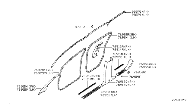 2008 Infiniti QX56 Body Side Trimming Diagram 1