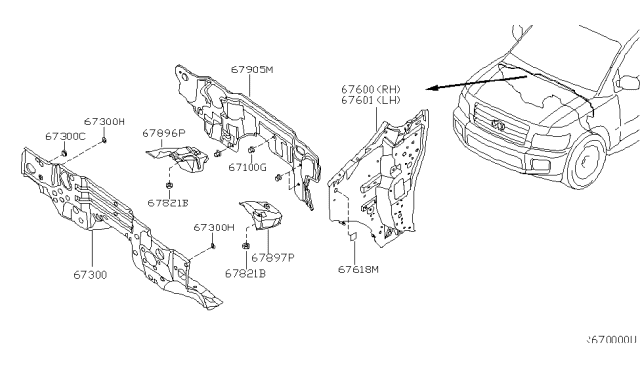 2004 Infiniti QX56 Dash Panel & Fitting Diagram