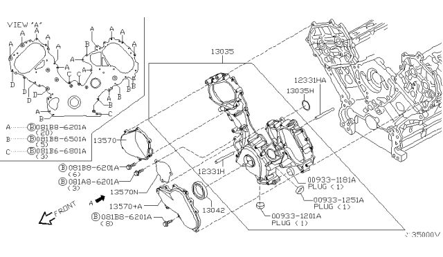 2007 Infiniti QX56 Cover Assy-Front Diagram for 13500-ZE00A