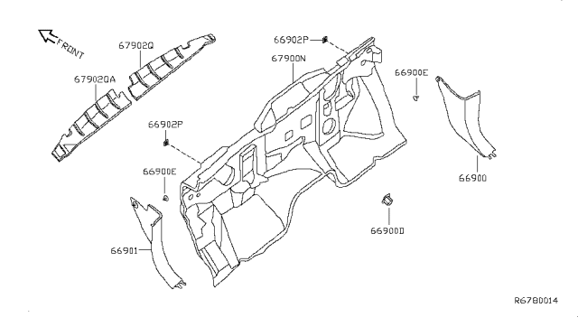 2009 Infiniti QX56 Finisher-Dash Side,LH Diagram for 66901-ZQ00D