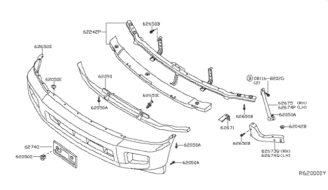 2010 Infiniti QX56 Stay-Front Bumper,R Diagram for 62212-7S600