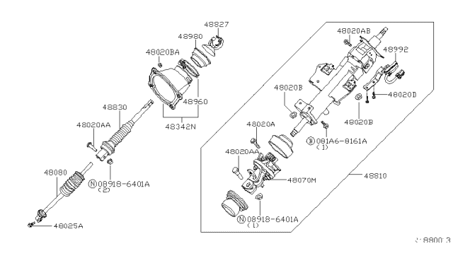 2007 Infiniti QX56 COLMN-STRG Tilt Diagram for 48810-ZQ56B