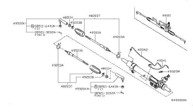 2008 Infiniti QX56 Boot Kit-Power Steering Gear Diagram for 48203-7S025