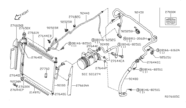 2009 Infiniti QX56 Condenser,Liquid Tank & Piping Diagram 1