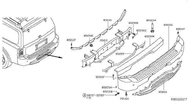 2008 Infiniti QX56 Rear Bumper Diagram 1