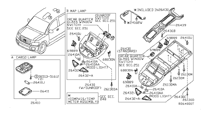 2005 Infiniti QX56 Lamp Assembly-Room Diagram for 26410-7S003