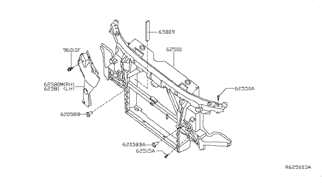 2010 Infiniti QX56 Support Assembly - Radiator Core Diagram for 62500-7S026