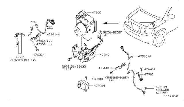 2005 Infiniti QX56 Sensor Assembly G Diagram for 47931-7S100