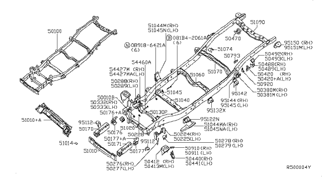 2008 Infiniti QX56 Bracket, Differential Mounting Diagram for 50332-7S010