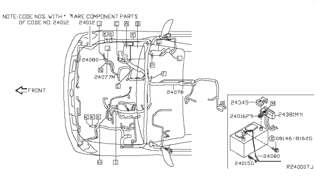 2005 Infiniti QX56 Harness Assy-Engine Room Diagram for 24012-7S600