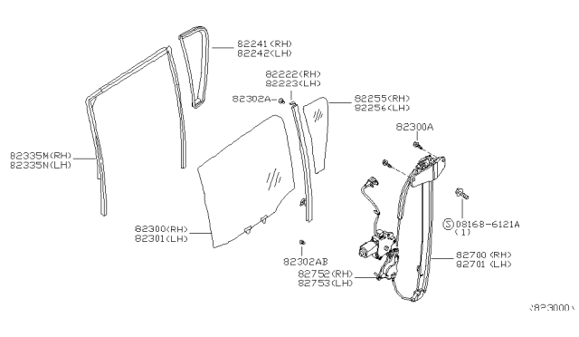 2009 Infiniti QX56 Rear Door Window & Regulator Diagram