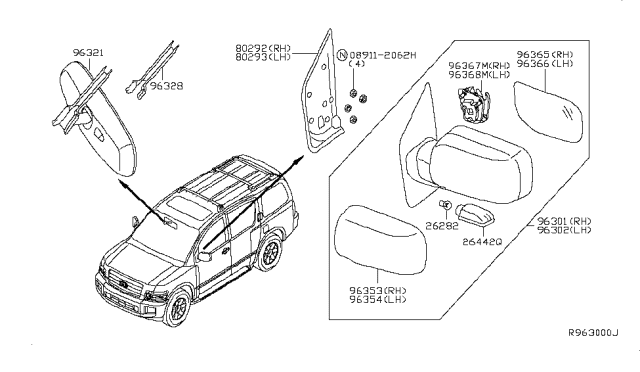 2007 Infiniti QX56 SCALP-Chrome Base, LH Diagram for 96354-7S600