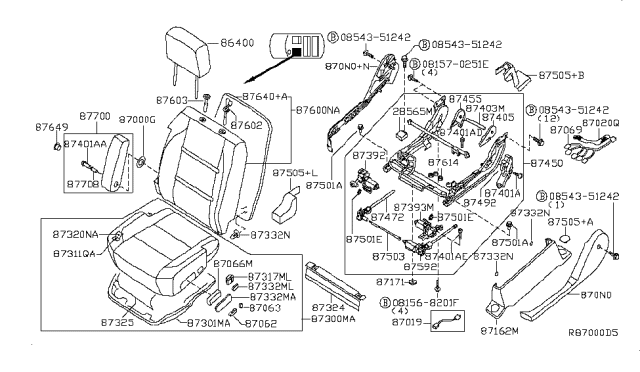2007 Infiniti QX56 Kit-Seat Slide Motor Diagram for 87562-ZE30A